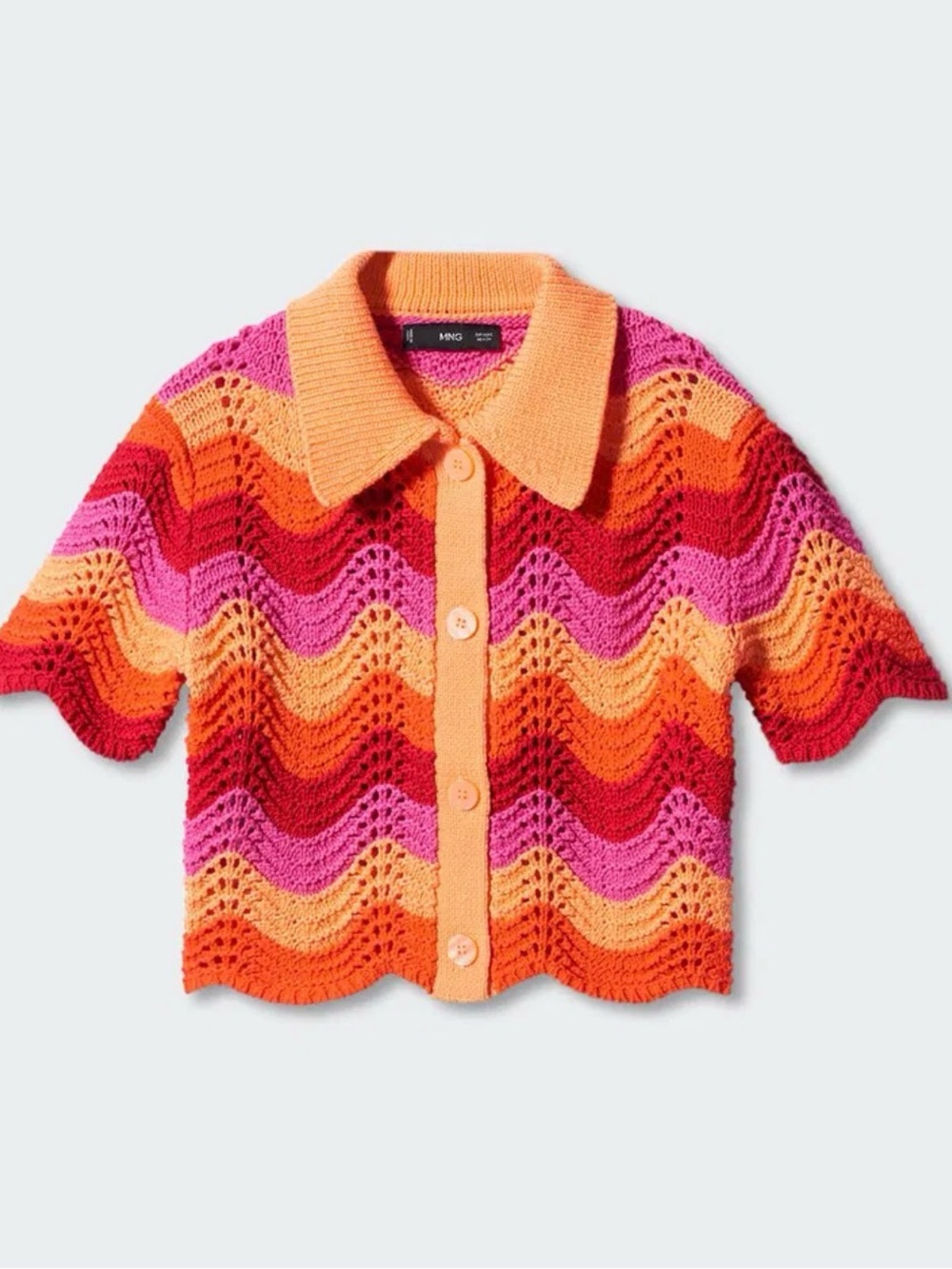 Mango Babia Wavy Striped Cardigan Crochet